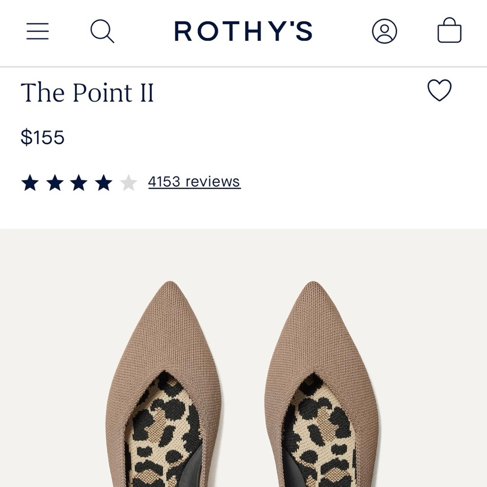 Rothy's Tan Pointed Toe Flats with Leopard Print